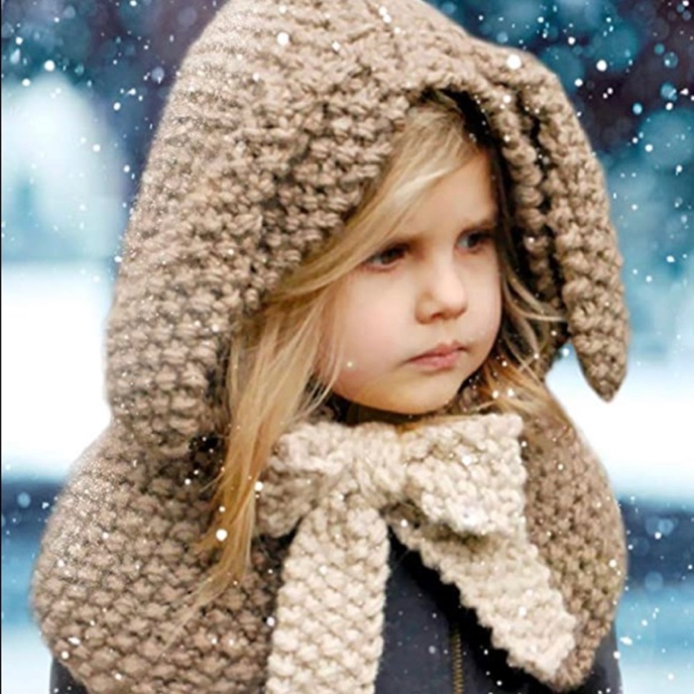 Kids Knit 3 in 1 Rabbit Hood/Scarf